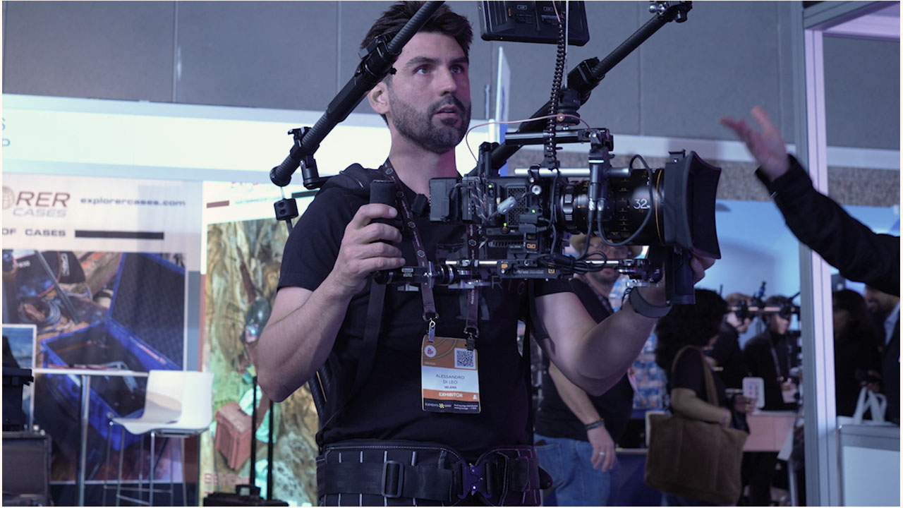 Alessandro Di Leo, founder of Ready Rig, at IBC 2025 with the Nimbus